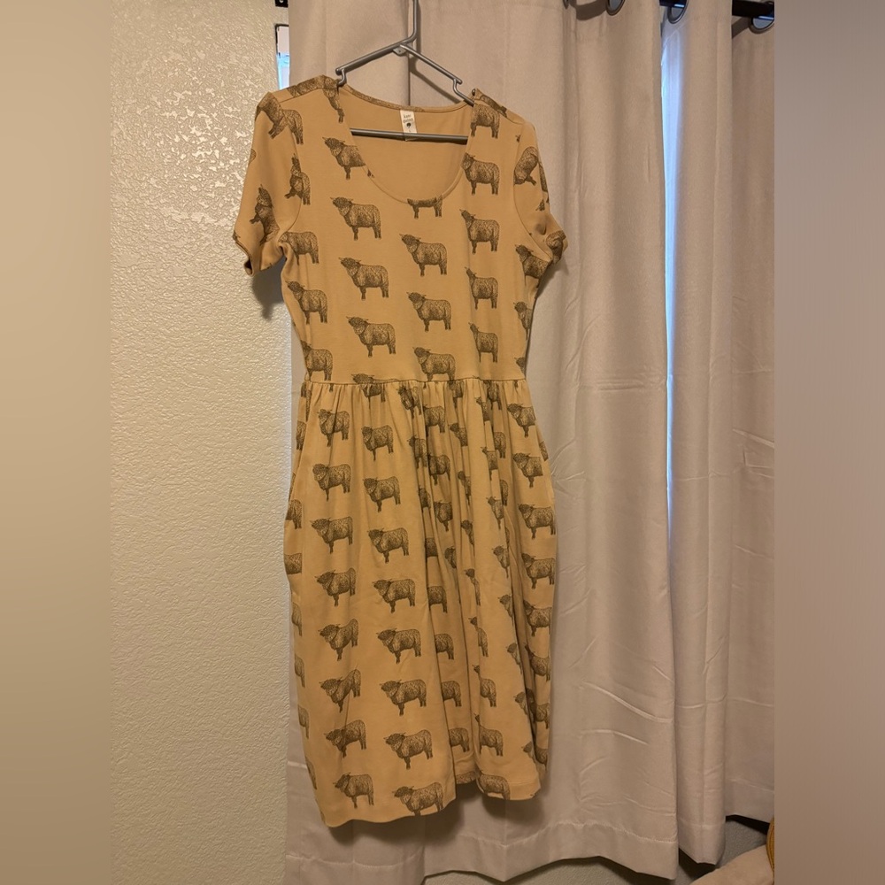 Kate Quinn Mama Dress in Highland Cow Print - size L